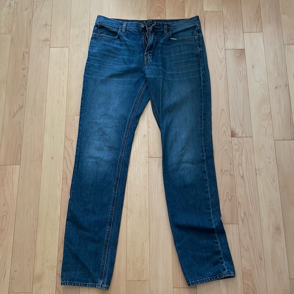 Dark wash J Crew straight-fit jeans, 32x34